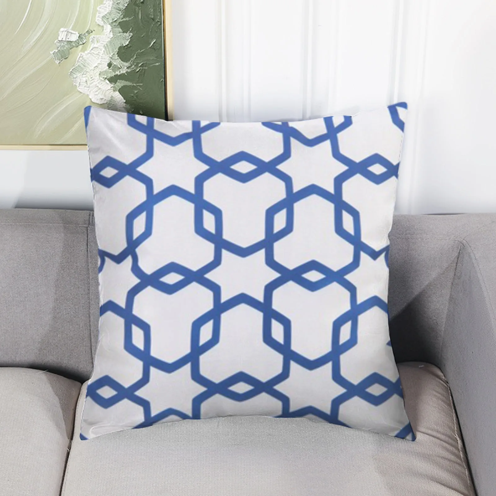 

17,7x17,7 дюймов уличная Водонепроницаемая наволочка с геометрическим принтом, диванная подушка, наволочка, четыре предмета, весенние декорати...