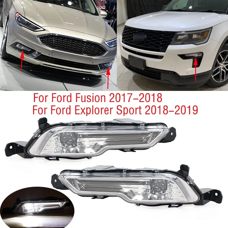 Fendinebbia per Ford Explorer Sport Fusion Mondeo 2017 2018 2019 auto LED paraurti anteriore fendinebbia DRL lampada di guida diurna