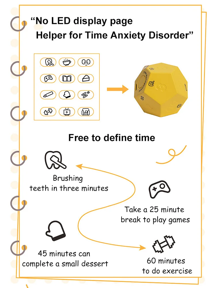 Цифровой 12-сторонний таймер для самостоятельного обучения напоминание о времени