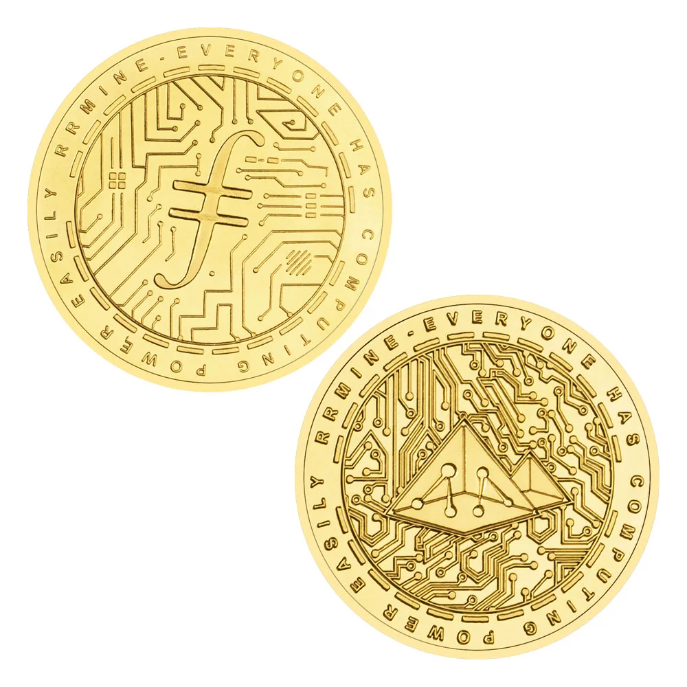 Filecoin, мы доверяем криптовалютам, позолоченные памятные физические криптовалюты, сувениры и подарочные украшения для дома