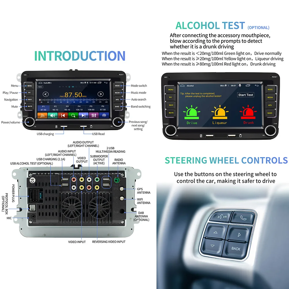 Автомагнитола Carplay мультимедийный плеер на Android 10 с GPS для