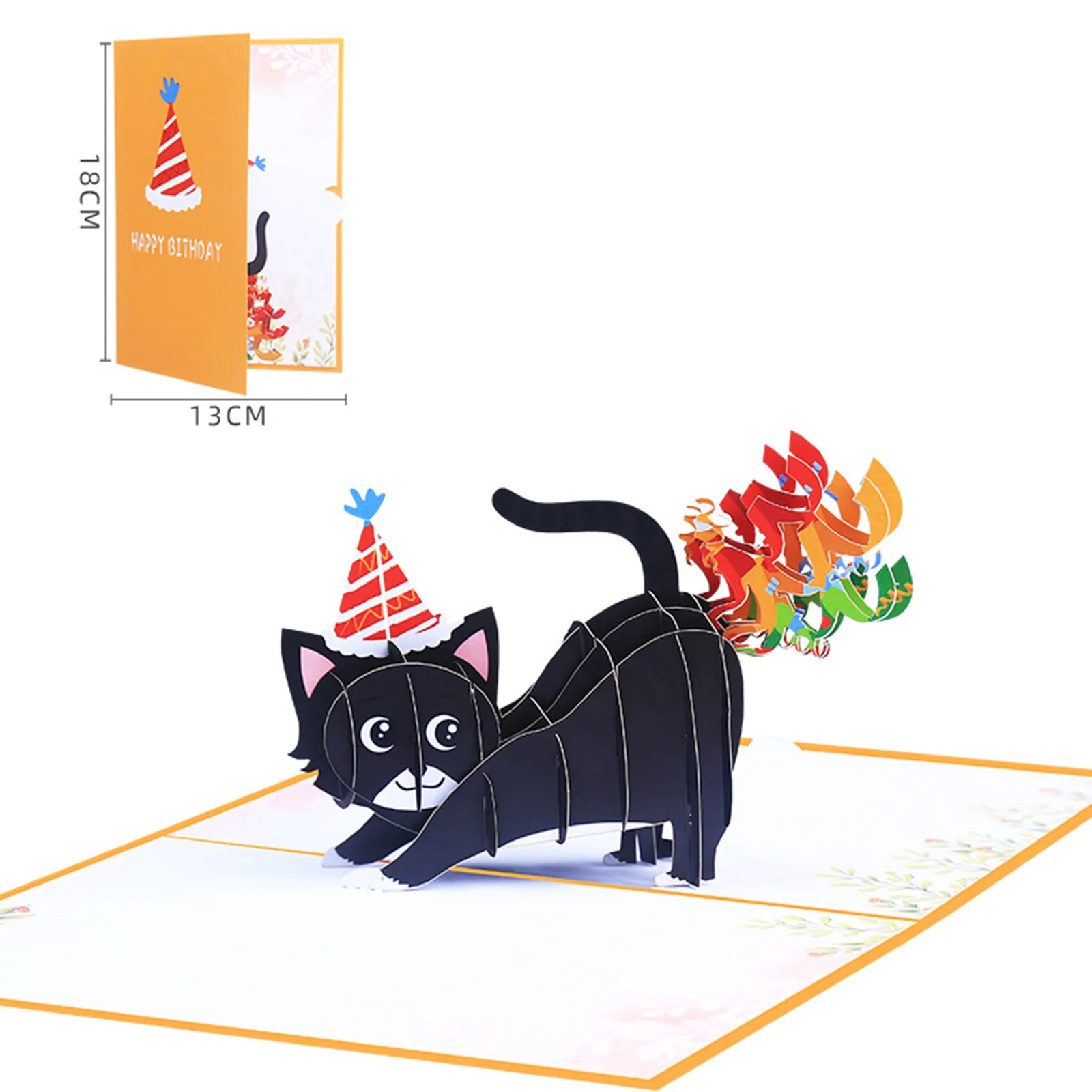 

3D Pop Up Black Cat Birthday Card With Envelope 5x7Inch Animal Greeting Cards Mothers Day Anniversary For Wife Women Mom