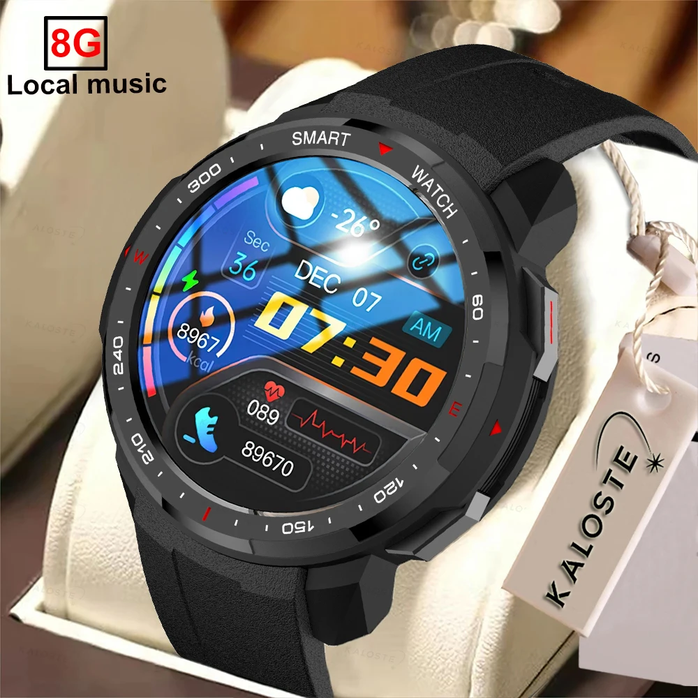 

KALOSTE Bluetooth Call Smart Watch Men 8G ROM TWS Headset Local Music Smartwatch For Android ios Recording Sport Fitness Tracker