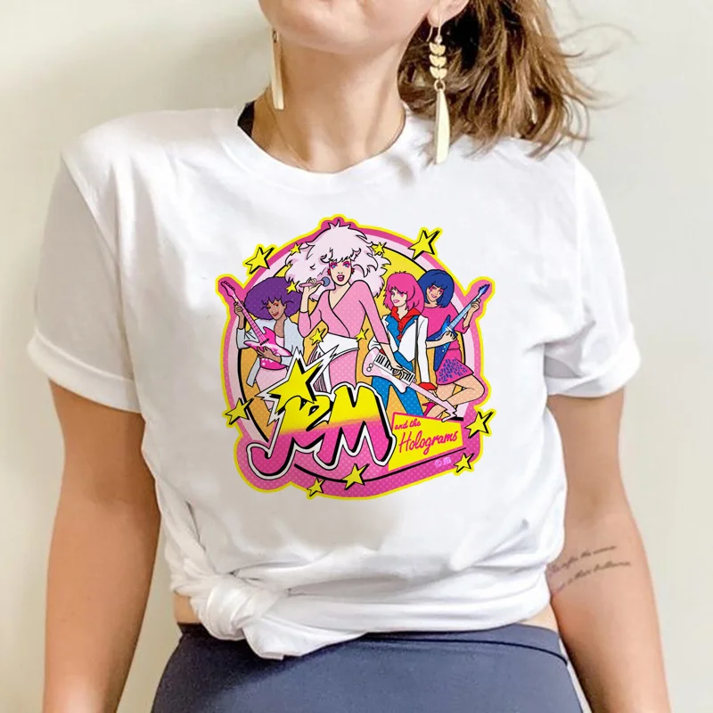 

Мужская футболка с голограммой Jem y2k, забавная винтажная белая футболка с рисунком аниме, одежда