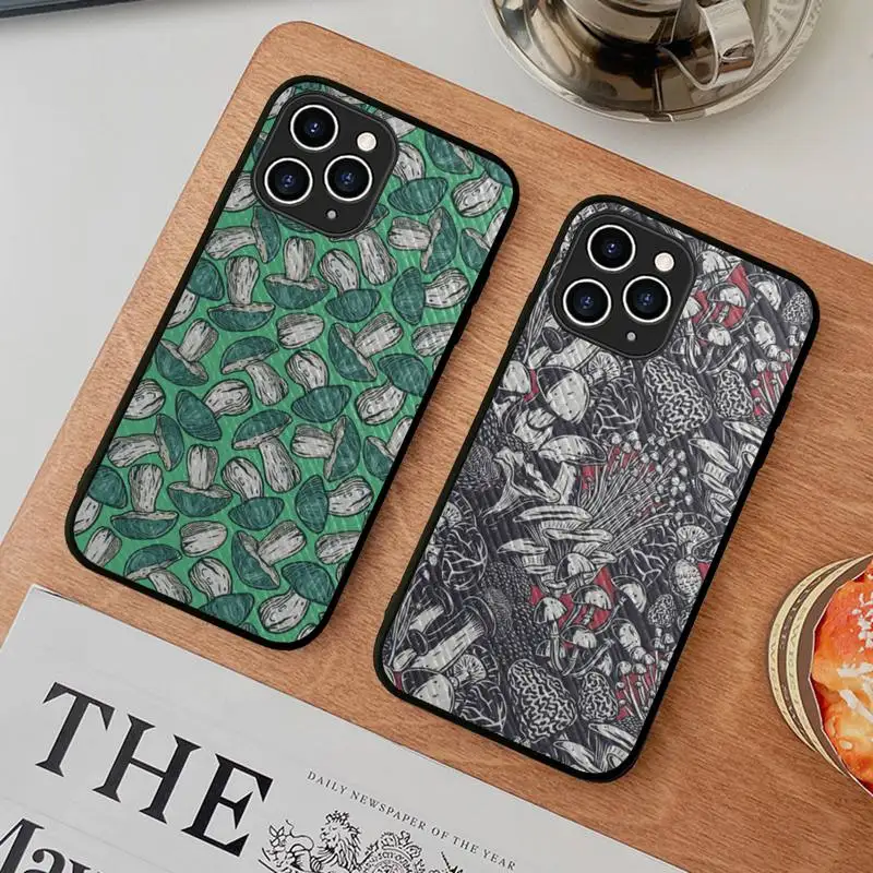

Graffiti Line Mushroom Phone Case Hard Leather Case for iPhone 11 12 13 Mini Pro Max 8 7 Plus SE 2020 X XR XS Coque