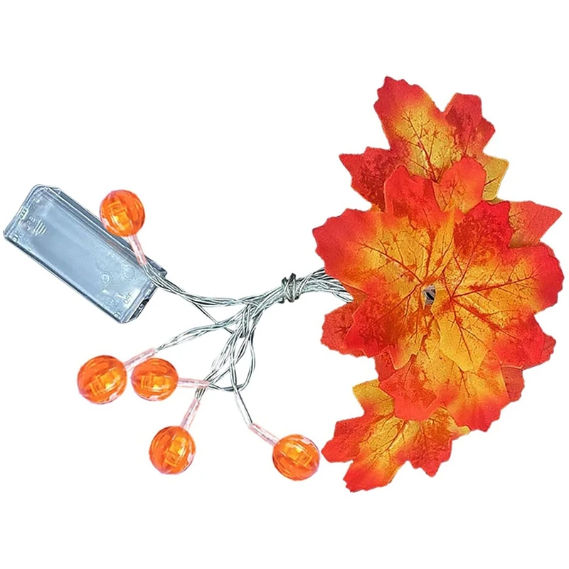 

Hot HG-Fall Decor Maple Pumpkin String Lights,Maple Pumpkin LED Light Artificial Fall Maple Leaves Garland Home Decorations