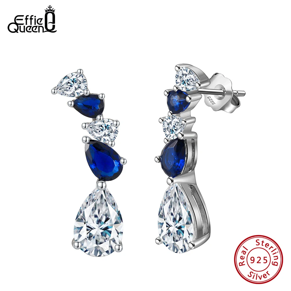 Серьги-капли Effie Queen из стерлингового серебра 925 пробы с белым фианитом