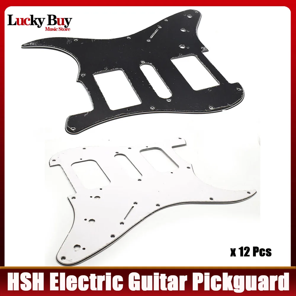 

12pcs HSH Electric Guitar Pickguard PVC Pick Guard Scratch for ST Guitar Replacement Black White 3 Ply