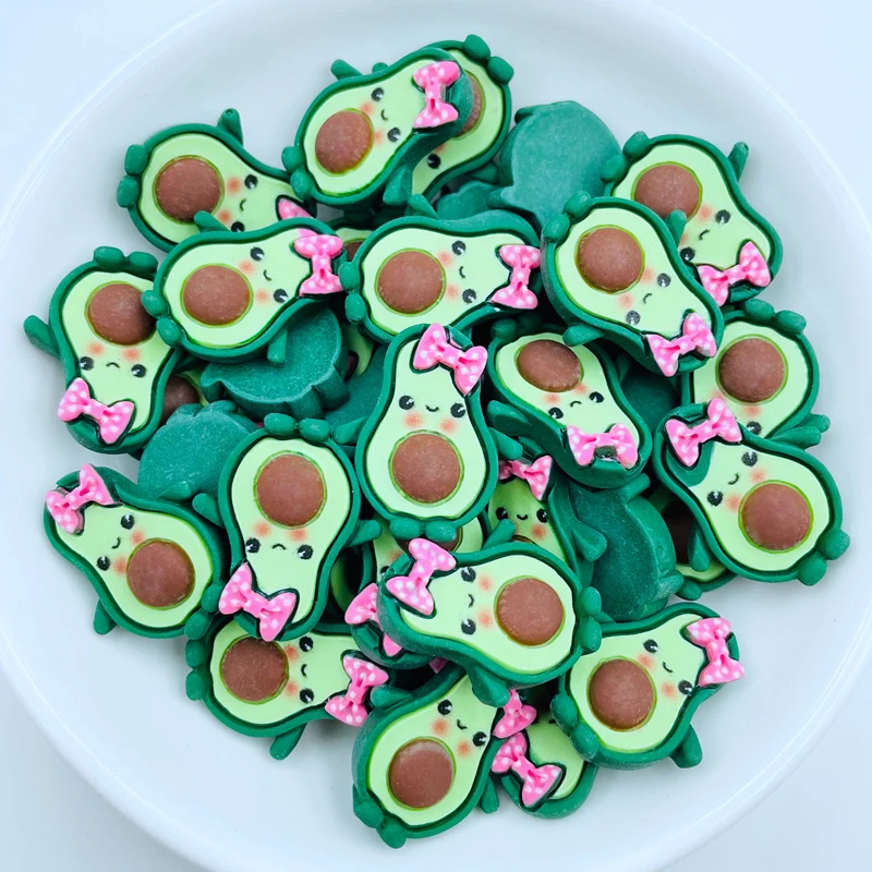 10 шт. новые милые резиновые Мультяшные авокадо серия плоская спина Кабошон