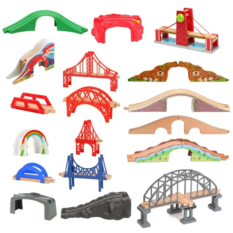 

All Kinds Wooden Track Accessories Bridge Wood Railway Train Track Toys Fit for Biro All Brands Wooden Tracks Toys