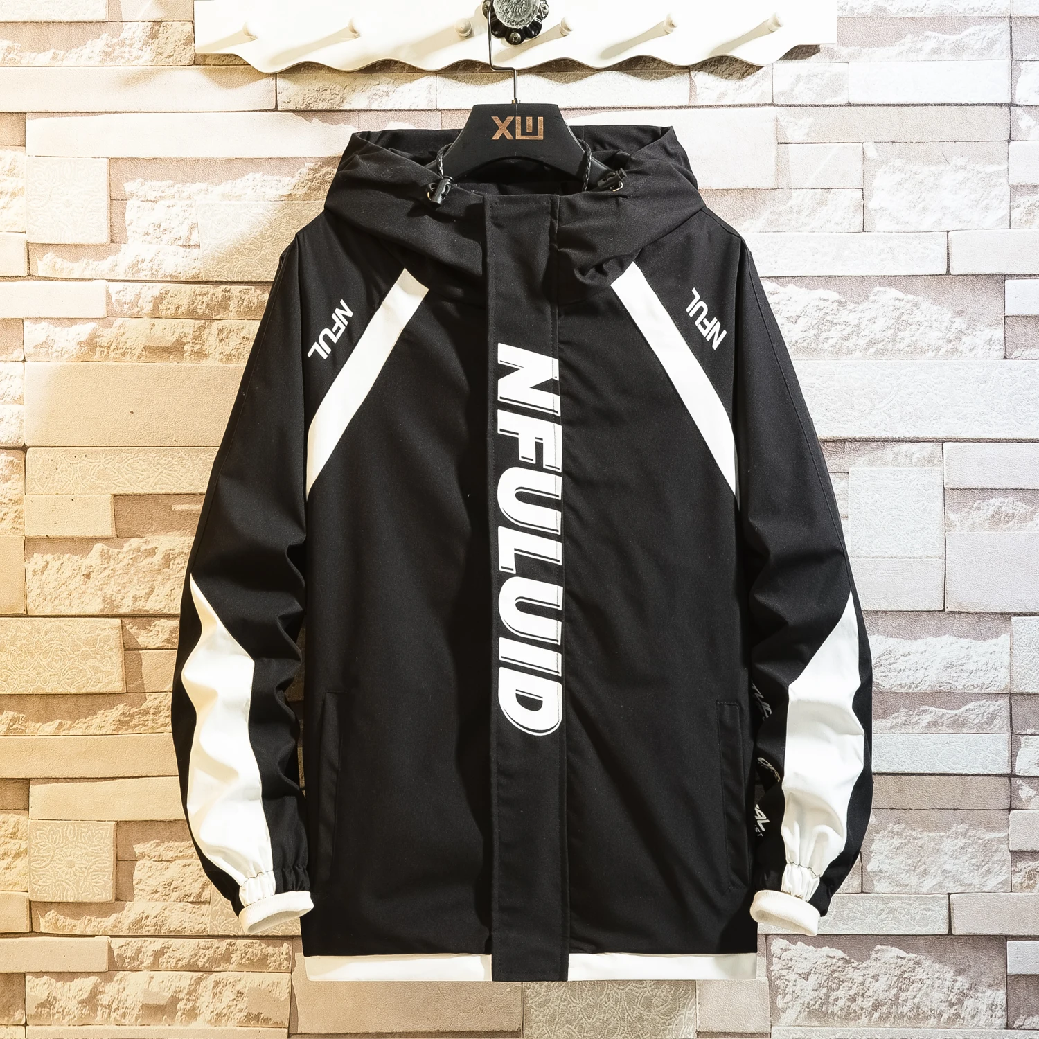 

Spring Autumn 2022 New Japanese Matching Color Hooded Jacket Teenagers Fashion Printed Long-sleeve Large Size Coats Men