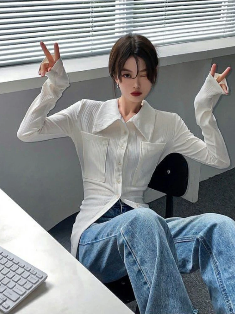 Женская винтажная блузка на пуговицах в стиле панк