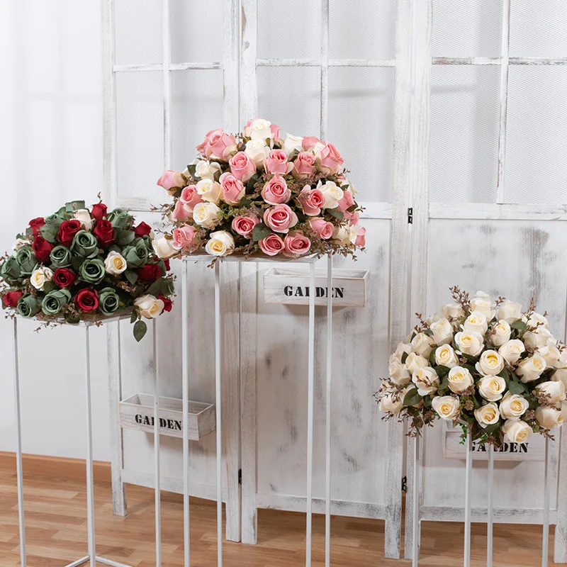 

Rose ball wedding arrangement road lead flower exhibition hall decoration window table display simulation flower table flower