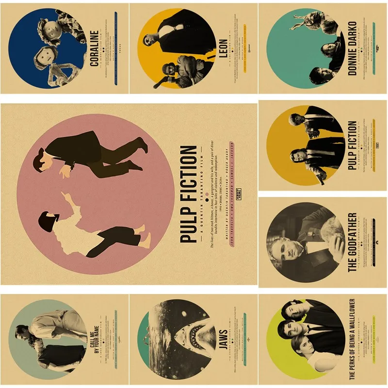 

Эстетический Декор для комнаты, винтажный постер из крафт-бумаги, принт Леон коралин, челюсти, художественная роспись, декоративный постер ...