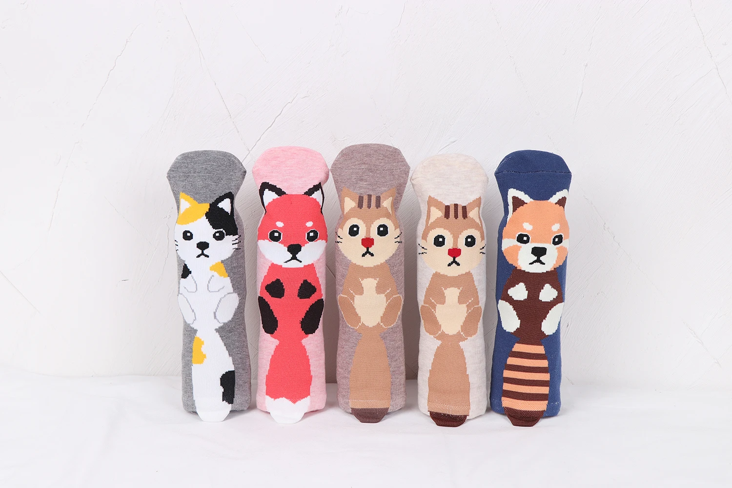 

5Pairs Girls Teenagers Cute Cartoon Animal Cat Fox Pattern Crew Socks, Teens Kids Cotton Blend Mid Tube Sports Socks