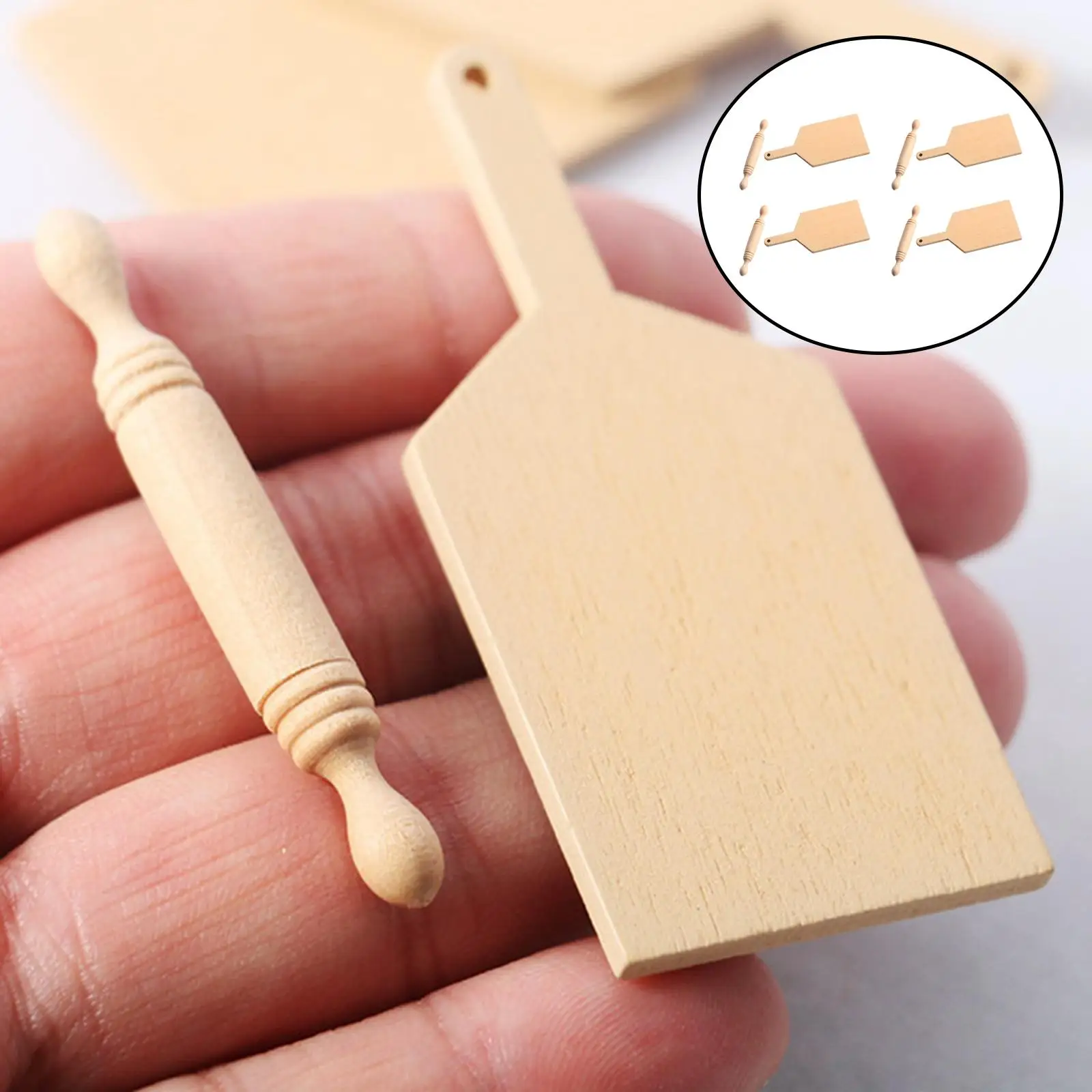 

8x, кукольный домик 1/6 1/12 Скалка и разделочная доска для кухни