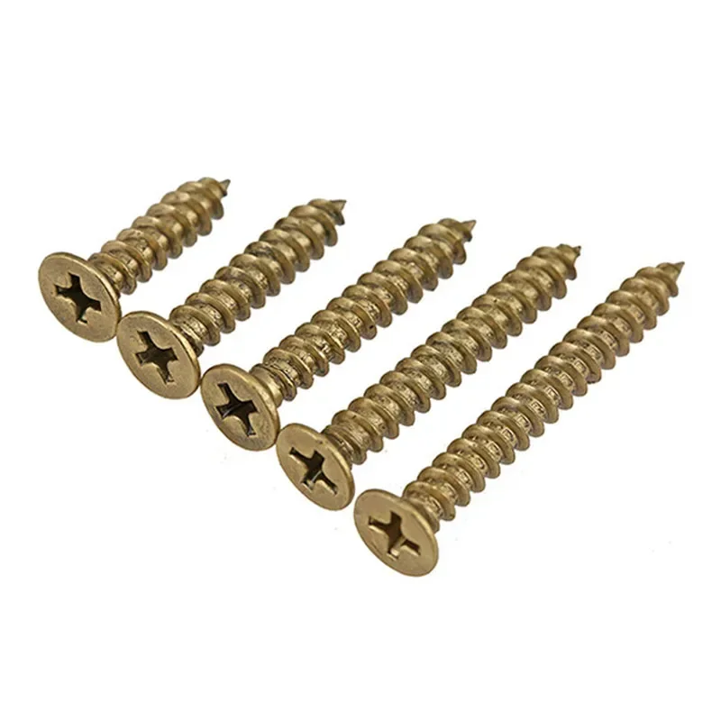 M3 ~ M6 Золотая головка для раковины Phillips плоская самонарезающая резьба латунные