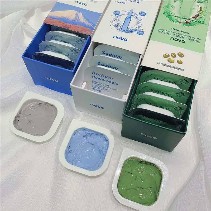 1box 8 Cleansing Mask Smear-type Mud Film Deep Cleaning Shrink Pores Moisturizing Oil Control Remove Blackheads Pimples Student