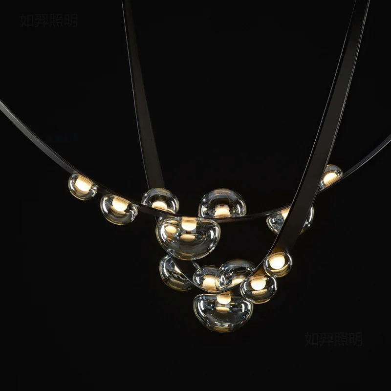 

Люстра со светодиодной подсветкой, кожаная, стеклянная, для гостиной, коридора, виллы