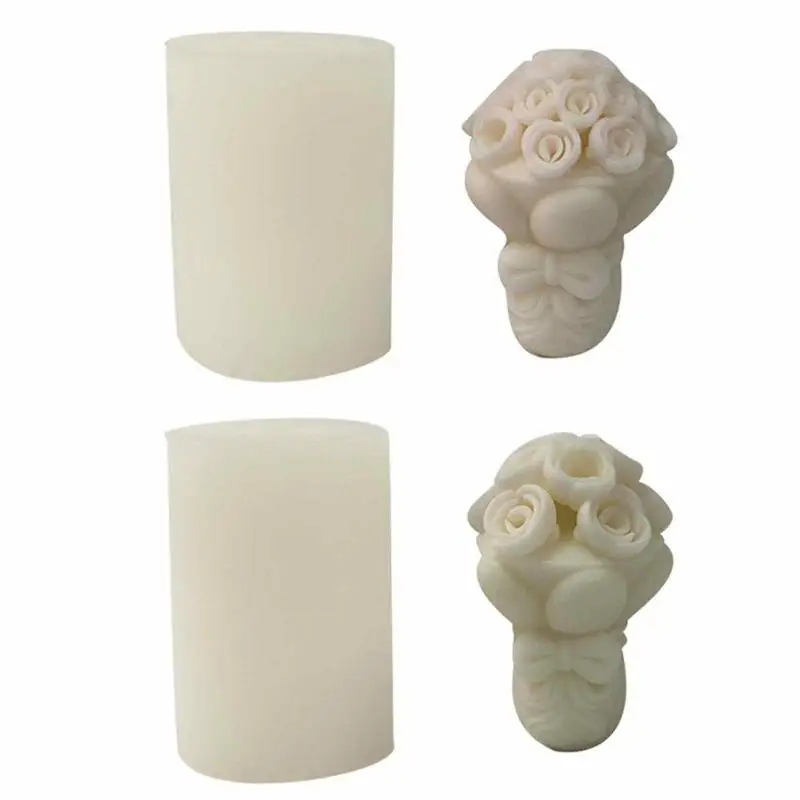 

Rose Bouquet Candle Mold Silicone Valentine's Day Molds Flower Bunch Soap Molds For Cake Decorating Candle Making Resin Mold