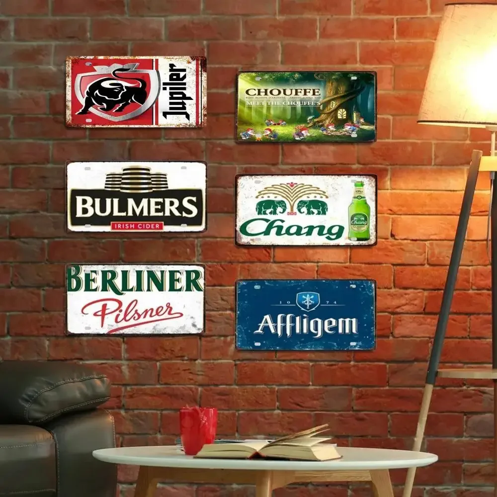 Винтажный Jupiler Flugel Chouffe Beer License Ретро Металлическая Вывеска Барная Комната Для