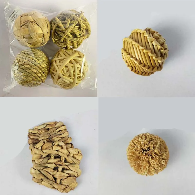 

7 Pieces Pets Bite Balls Handmade Weaving Natural Grass Material Toy For Hamster Dog Rabbit Parrot Nibble