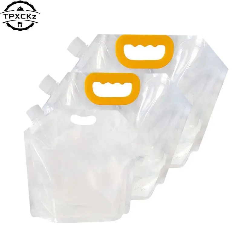 1pc 2.5/5L Foldable Beer Bag Transparent Stand-Up Plastic Juice Milk Packaging Bag Outdoor Camping Hiking Portable Water Bags