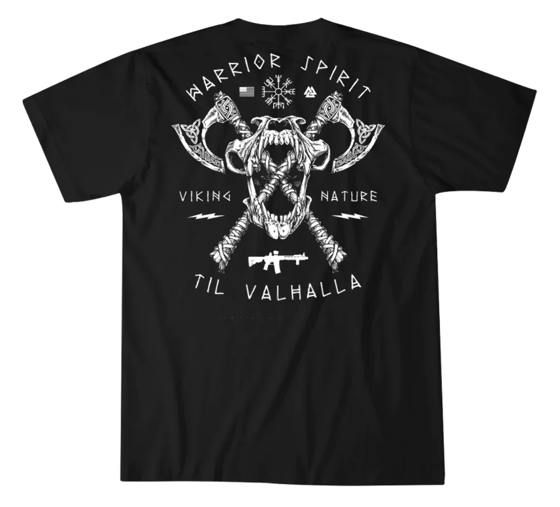 Футболка Til Valhalla с воином Викинга, боевое племя, военная тактическая футболка, новинка, 100% хлопок, повседневная мужская футболка с круглым вы... (art.: 3920c025ea322) - 3920c025ea322