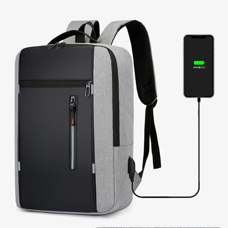 

Водонепроницаемый деловой рюкзак для мужчин, школьные ранцы с USB-разъемом, вместительные мужские мешки для ноутбука