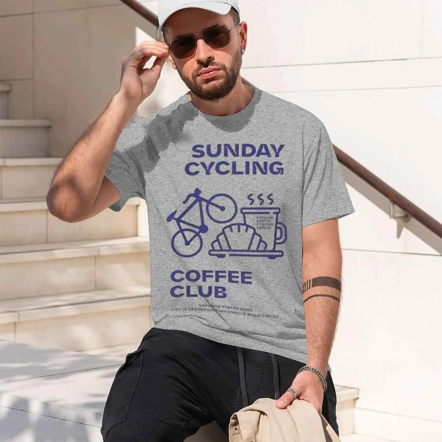 Фото Футболки унисекс Sunday Cycling Coffee Club Grh для мужчин и женщин, летние, высококачественные, дышащие, новая модель 2026 года, мужские короткие футболки №3
