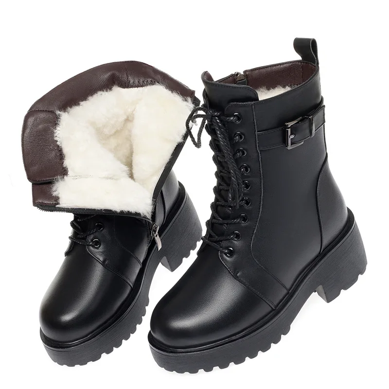 

CICIYANG Ladies Winter Marton Boots 2022 New Large Size Women Ankle Boots Genuine Leather Wool Warm Non-slip Female Snow Boots