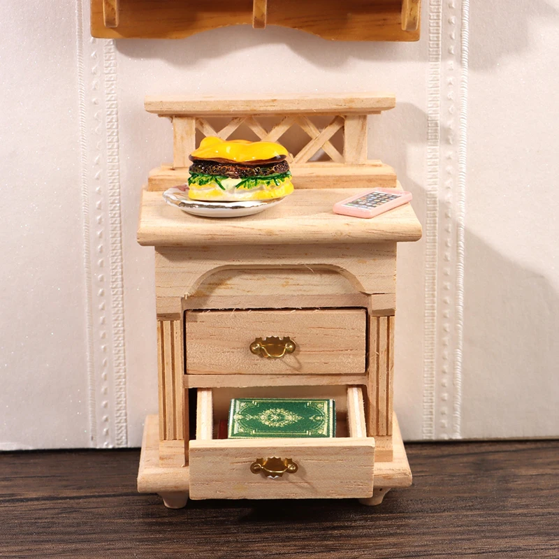 

1:12 Dollhouse Miniature Bedside Table Drawer Chest Nightstand Storage Cabinet Furniture Model Decor Toy Doll House Accessories