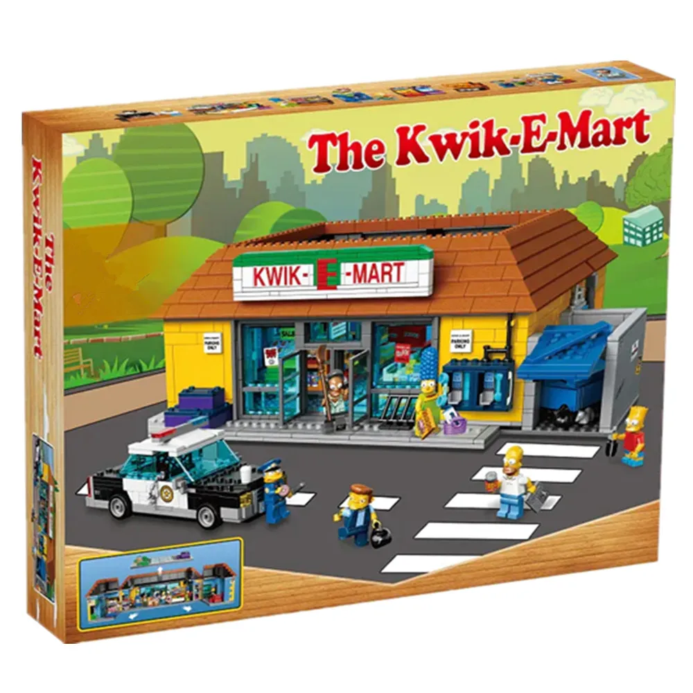 

Новинка, оригинальная серия фильмов «Симпсоны», модель домика Kwik-E-Mart, уличный вид, строительные блоки, кирпичи, игрушки, детский подарок на д...