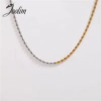 joolim jewelry wholesale fashion waterproof gold and silver splicing symmetrical rope necklace gold jewelry