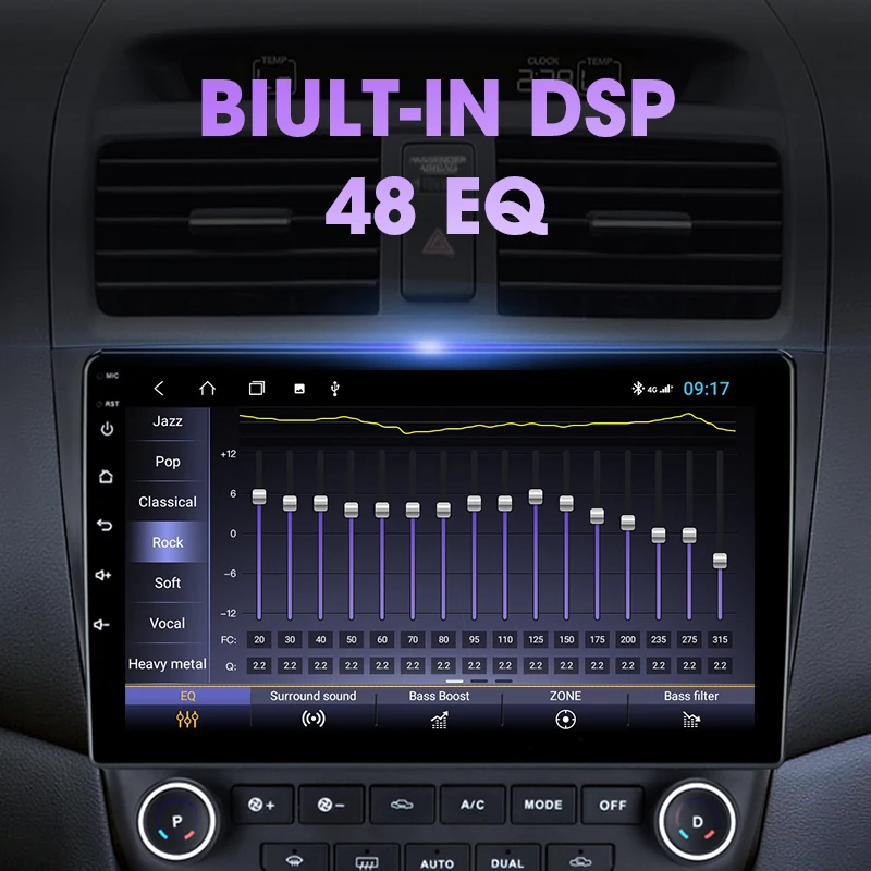 Автомагнитола JMCQ 2DIN Android 10 4G + WiFi DSP CarPlay мультимедийный видеоплеер для Honda Accord 7