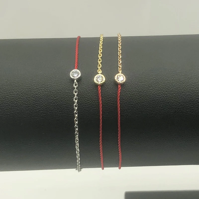 French Red Rope V Gold Plated Mijin Small Single Diamond Bracelet 925 Sterling Silver Holiday Gift Jewelry for Women Line