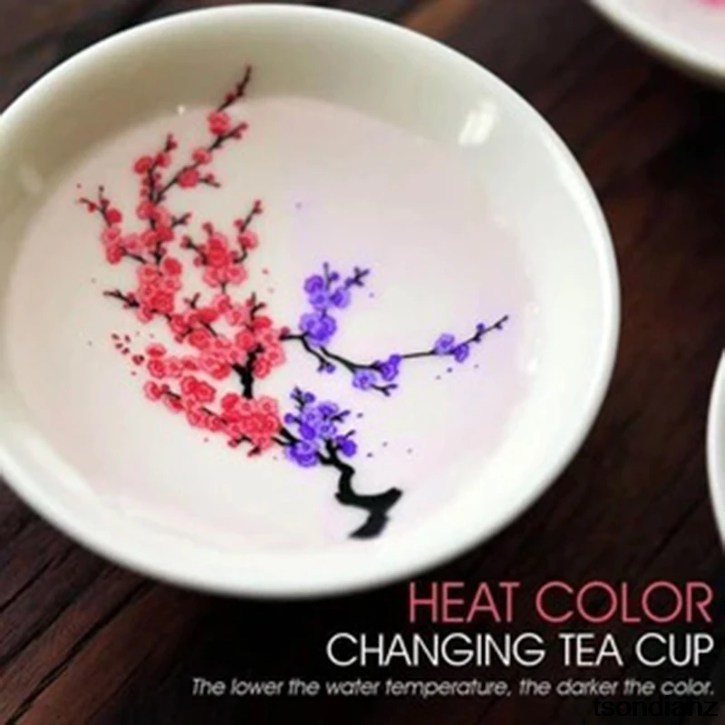 

BEAUTY CERAMIC TEA CUP TEA BOWL JAPANESE MAGIC SAKURA CUP COLD TEMPERATURE COLOR CHANGING FLOWER DISPLAY SAKE CUP