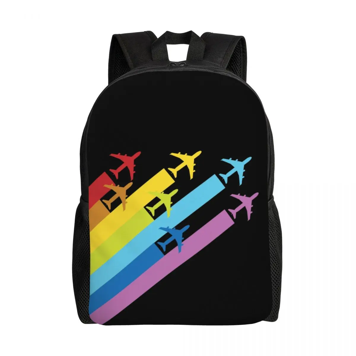 Рюкзак унисекс для ноутбука с радужными самолетами и дорожками