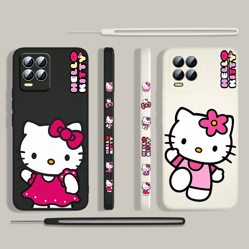 

Gift Hello Kitty Girl Cute For OPPO Realme 50i 50A 9i 8i 6 Pro Find X3 Lite NEO GT Master A9 A5 Liquid Left Rope Phone Case Capa