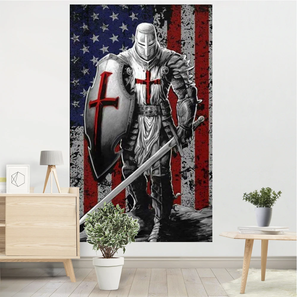 Рыцари темплар гобелен Броня Бога храм США плакат настенное искусство Декор AD