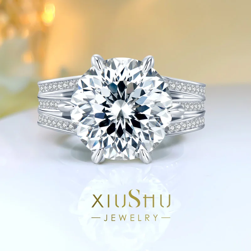 

Sterling Silver Large Gem Luxury Set Ring Fashion Girl Imitation Diamond High Luxury Personality S925 Silver High Carbon Diamond