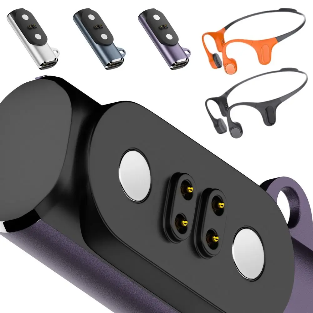 Фото Адаптер для зарядки USB-C для наушников с костной проводимостью, из алюминиевого сплава, с LED-индикатором, магнитный конвертер для MOJAWA Run Plus Mojo2 №1