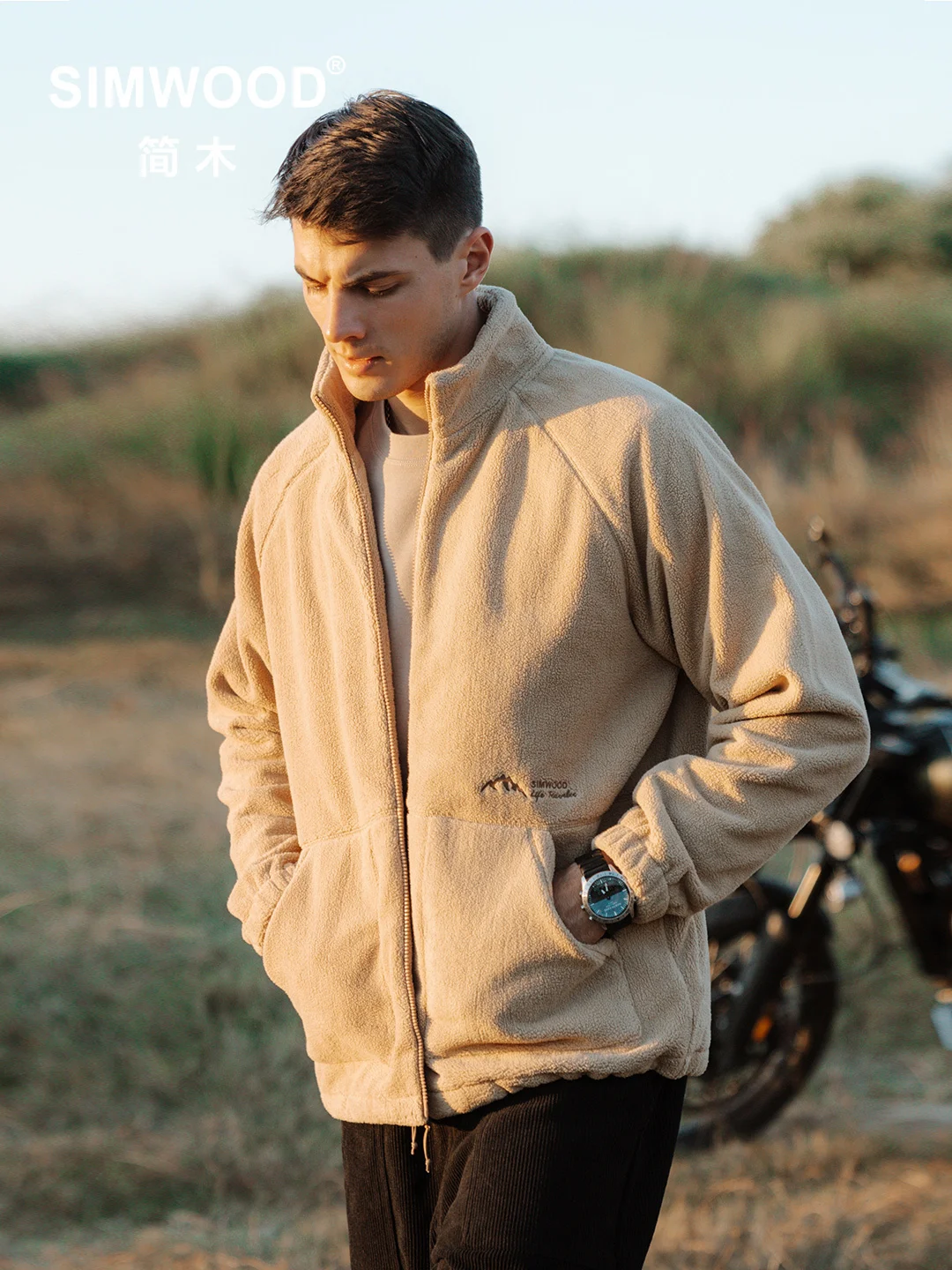 

SIMWOOD 2023 Autumn New Oversize Outer Fleece Jackets Men Fluffy Coats Plus Size Brand Clothing