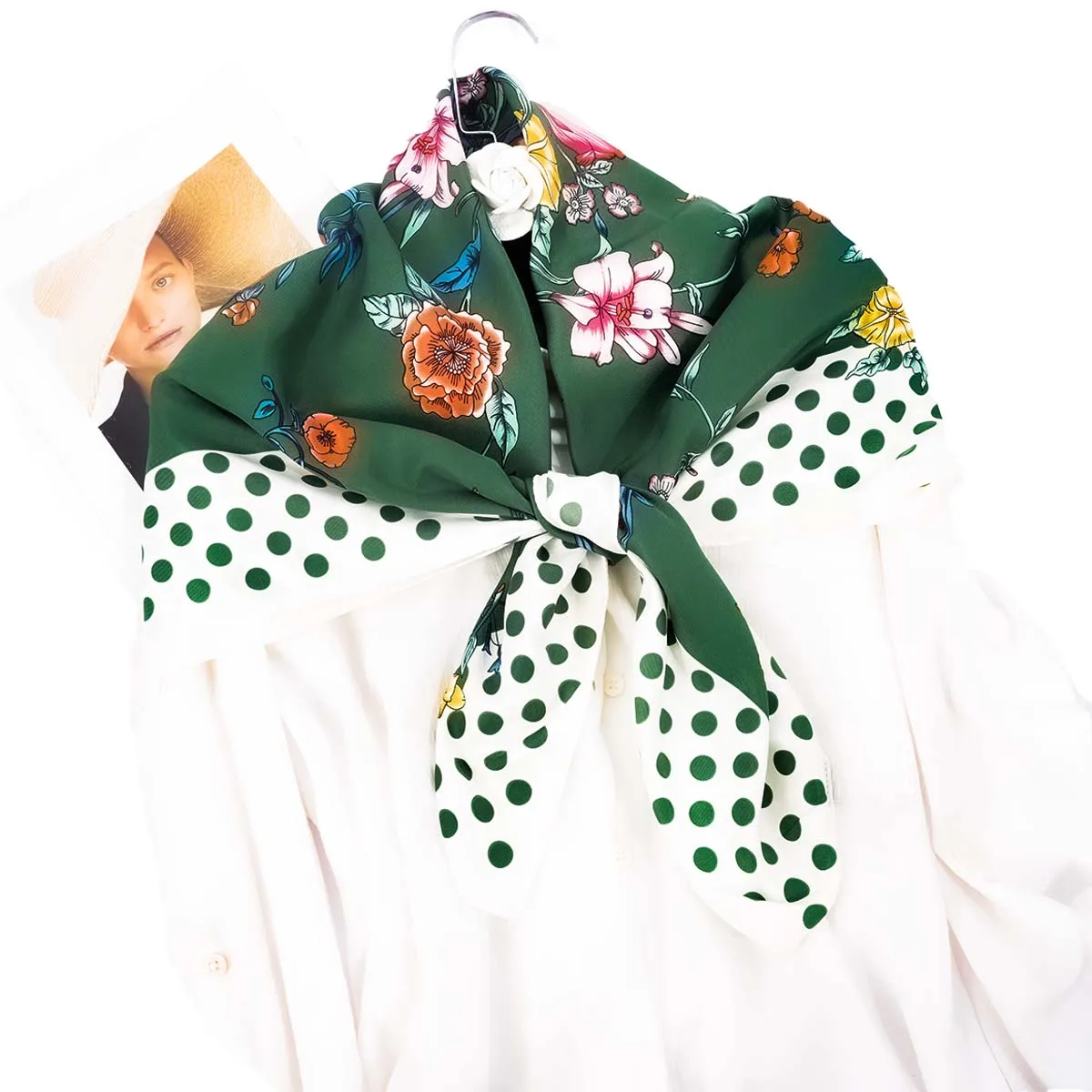 Женский большой шелковый шарф с атласным принтом для повседневной моды