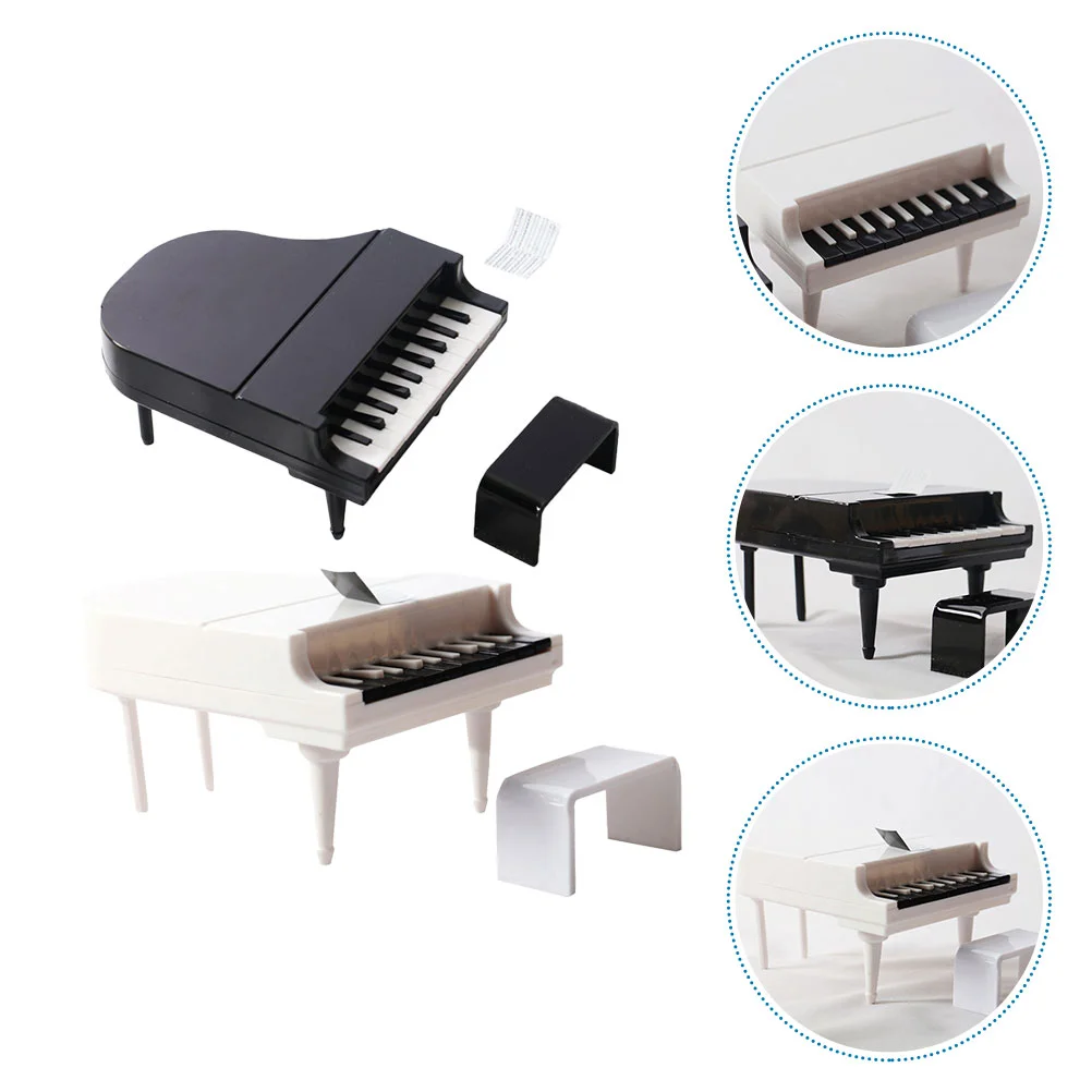 

2 Sets Dollhouse Piano Mini Ornaments Accessories Decoration Toy Room Furniture for Pp Tiny