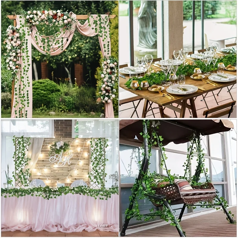 Home Decor Artificial Ivy Garland Fake Plants 2M Green Ivy Silk Leaf Vines for Wedding Party Outdoor Garden DIY Wall Decoration images - 6