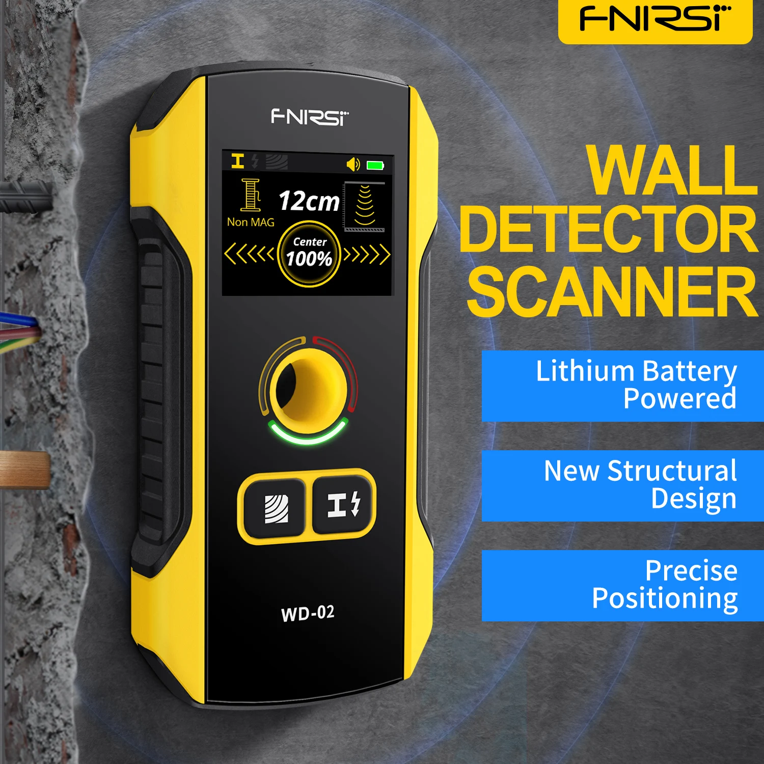 FNIRSI WD-01/WD-02 Metal Detector Wall Scanner AC Live Cable Wires Metal Wood Stud Find with Positioning Hole Wall Detector