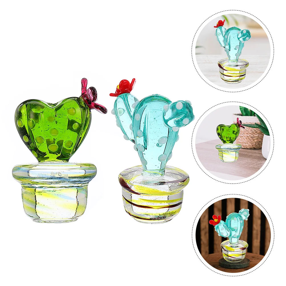 

Glass Crystal Figurines Statueblown Mini Sculpture Ornament Cute Decor Paperweight Figurine Simulationflowerbonsai Desert