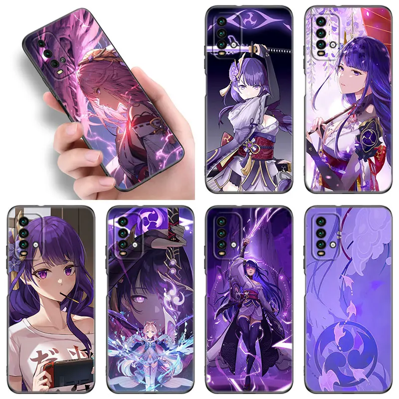 Genshin Impact Raiden Shogun черный цвет для Redmi 10 Prime A1 A2 Plus K30 K40 Gaming K60 Pro 9 9A 9C 9T 10A 10C 12 12C 13C