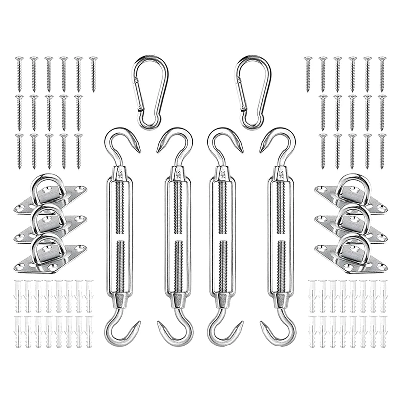 

Stainless Steel Sun Shade Sail Hardware Installation Kit for Rectangle Triple-cornered Square Shade Sails, Turnbuckle
